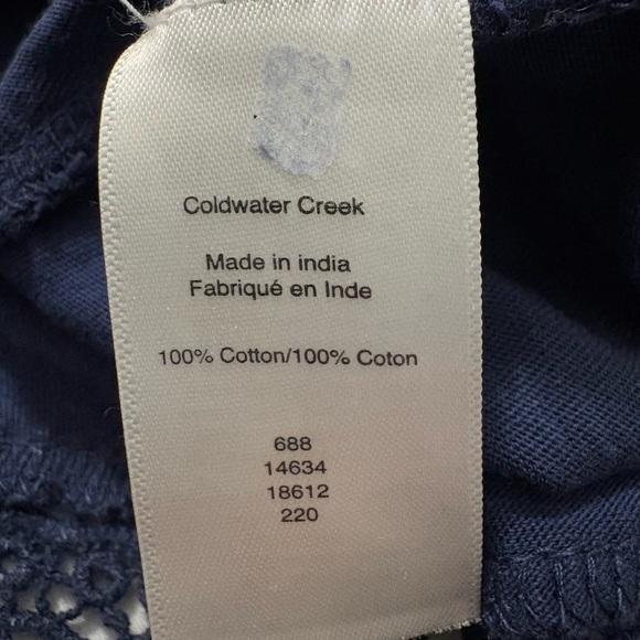 Coldwater Creek Indigo Blue Boxy Tunic Tank with Wide 4inch Lace Hem. Cotton - Picture 11 of 12